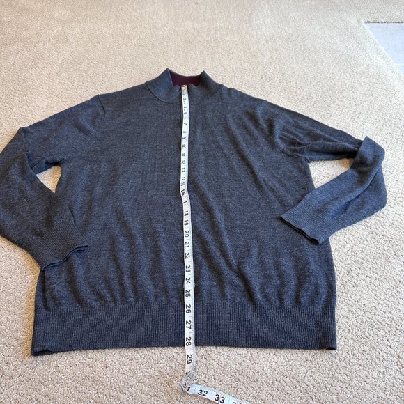 Tyler Campbell Sweater Merino Wool Charcoal Gray 1/4 Zip Pullover Preppy L / XL - Picture 6 of 10
